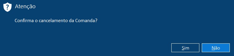 Confirmação de cancelamento da comanda