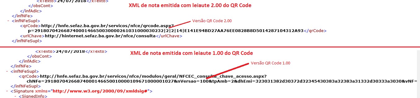 Versão Leiaute NFC-e XML