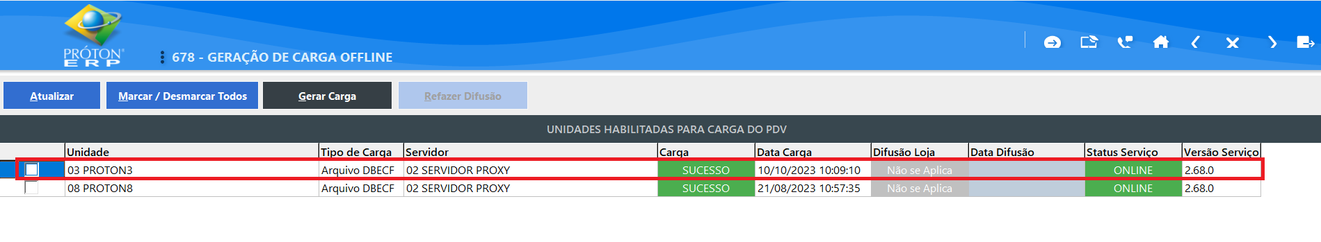 Instalação PRÓTON PDV