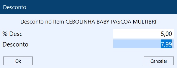 Desconto no Item