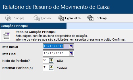 Resumo de Caixa