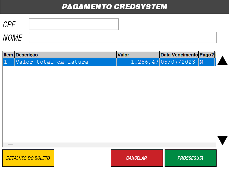 Pagamento de fatura